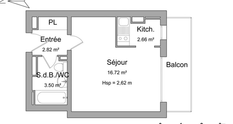 Appartement 1 pièce(s) 25.7 m²à louer Montmorency