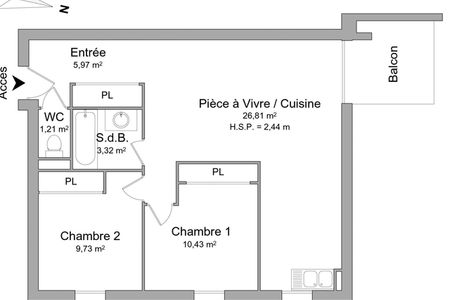 appartement 3 pièces à louer MONT DE MARSAN 40000 57.5 m²