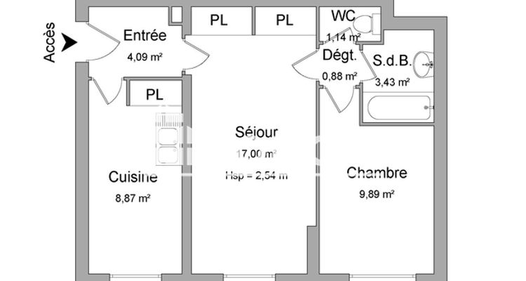 appartement 2 pièces à vendre Villeurbanne 69100 45.3 m²