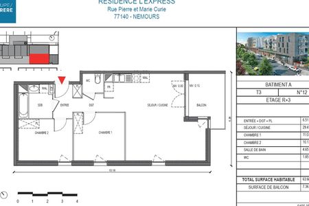 Vue n°3 Appartement 3 pièces T3 F3 à louer - Nemours (77140)