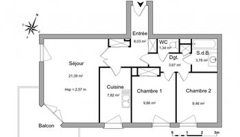 appartement 3 pièces à louer ILLKIRCH GRAFFENSTADEN 67400 65.4 m²