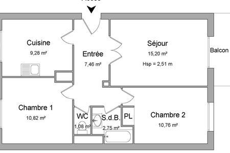 Vue n°3 Appartement 3 pièces T3 F3 à louer - Grenoble (38100)