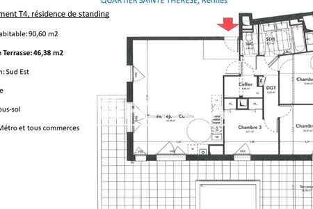 Vue n°3 Appartement 4 pièces T4 F4 à vendre - Rennes (35200)