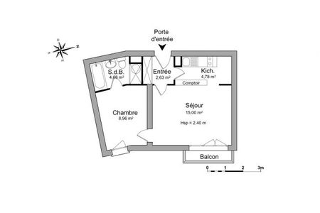 Vue n°2 Appartement 2 pièces à louer - BORDEAUX (33000) - 35.45 m²