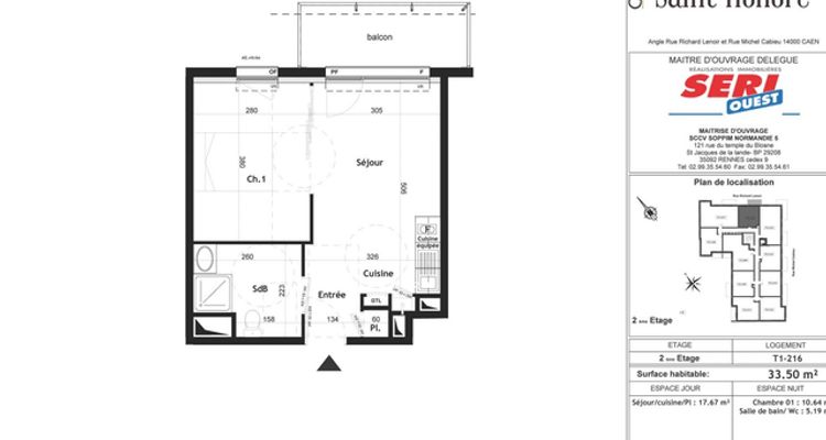 appartement 1 pièce à louer CAEN 14000 33.5 m²