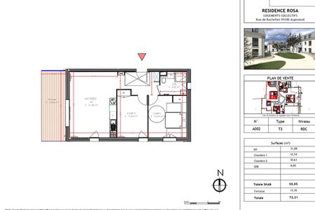 Appartement a louer argenteuil - 3 pièce(s) - 58.9 m2 - Surfyn