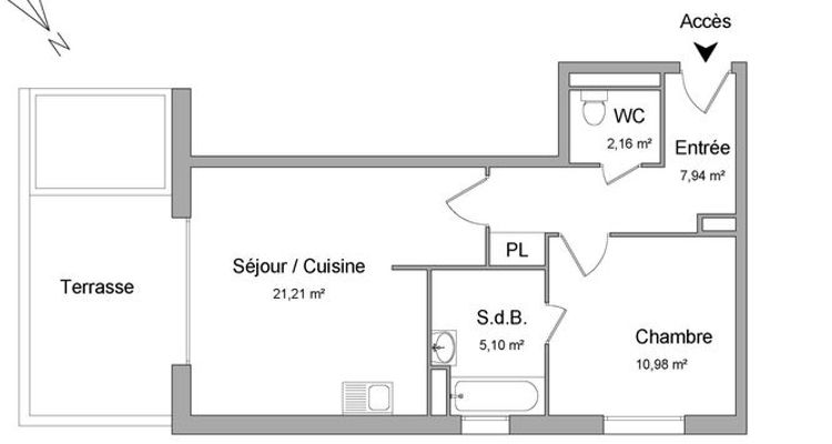 appartement 2 pièces à louer LINGOLSHEIM 67380 47.39 m²