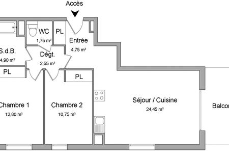 Vue n°2 Appartement 3 pièces T3 F3 à louer - Peron (01630)