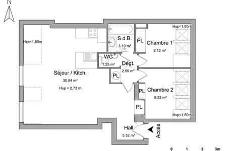appartement 3 pièces à louer LILLE 59800 60.8 m²