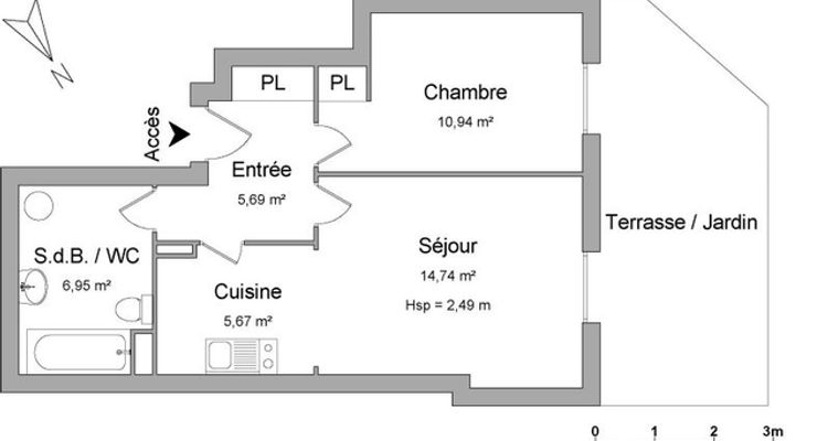 Vue n°1 Appartement 2 pièces T2 F2 à louer - Le Plessis-robinson (92350)