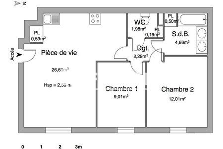appartement 3 pièces à vendre Saint Jean d'Illac 33127 57.88 m²