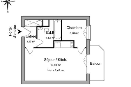 Vue n°2 Appartement 2 pièces T2 F2 à louer - Rennes (35000)