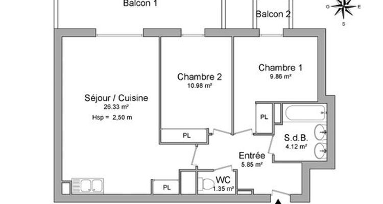 appartement 3 pièces à louer SETE 34200 58.49 m²
