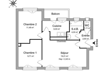 Vue n°2 Appartement 3 pièces T3 F3 à louer - Hellemmes (59260)