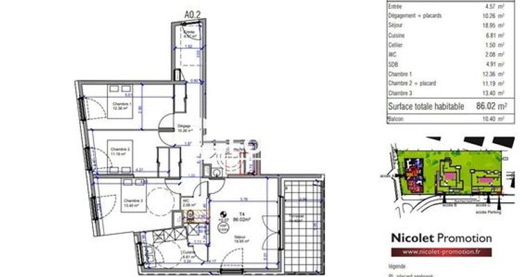 appartement 4 pièces à louer EYBENS 38320 86.02 m²