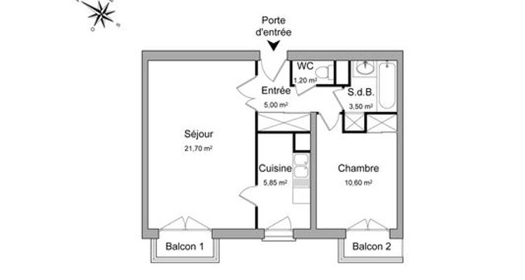appartement 2 pièces à louer LILLE 59000 47.85 m²