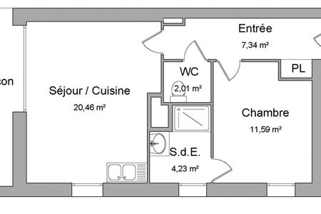 Vue n°2 Appartement 2 pièces T2 F2 à louer - Rennes (35000)