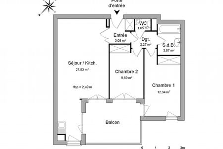 Vue n°3 Appartement 3 pièces T3 F3 à louer - Cachan (94230)