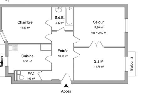 Vue n°2 Appartement 3 pièces à louer - Strasbourg (67000) 845 €/mois cc