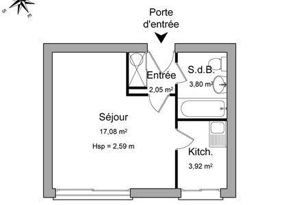 Appartement a louer chatillon - 1 pièce(s) - 19.1 m2 - Surfyn