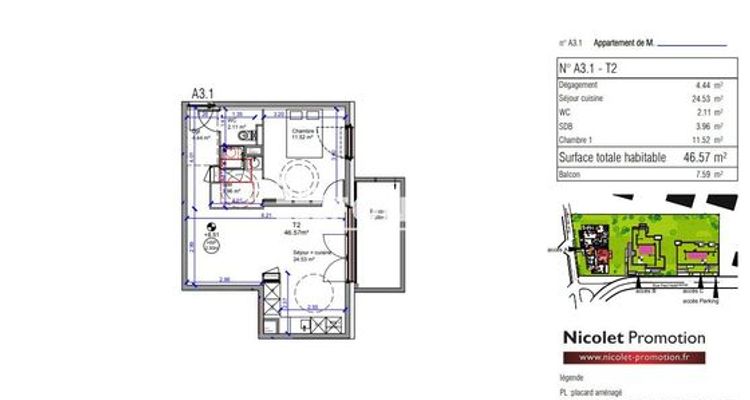 appartement 2 pièces à louer EYBENS 38320 46.57 m²