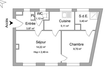 Vue n°2 Appartement meublé 2 pièces T2 F2 à louer - Lille (59800)