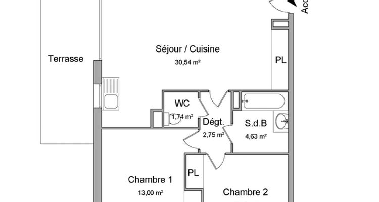 appartement 3 pièces à louer SAINT JEAN DE VEDAS 34430 62.4 m²