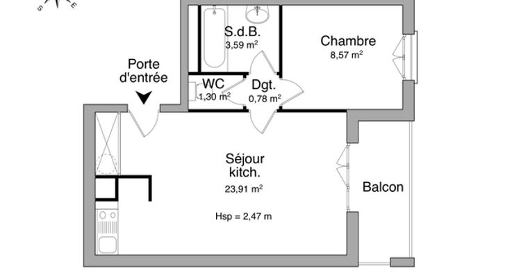 Vue n°1 Appartement 2 pièces T2 F2 à louer - La Roche Sur Yon (85000)