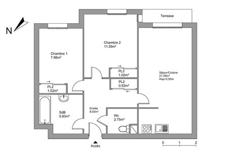 Vue n°2 Appartement 3 pièces T3 F3 à louer - Chanteloup Les Vignes (78570)