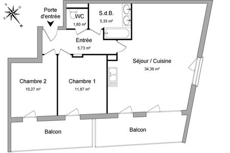 Vue n°2 Appartement 3 pièces T3 F3 à louer - Balma (31130)