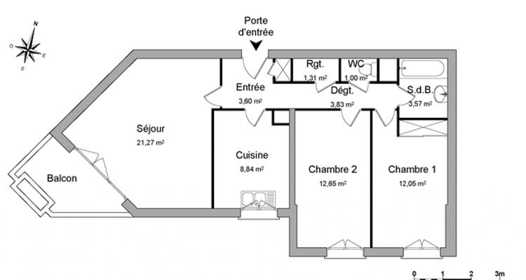appartement 3 pièces à louer EVRY 91000 68.1 m²